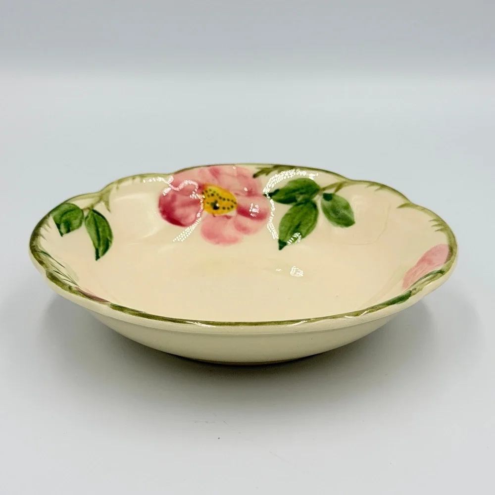 VTG Franciscan Desert Rose Fruit Dessert Bowl California USA Hand Decorated